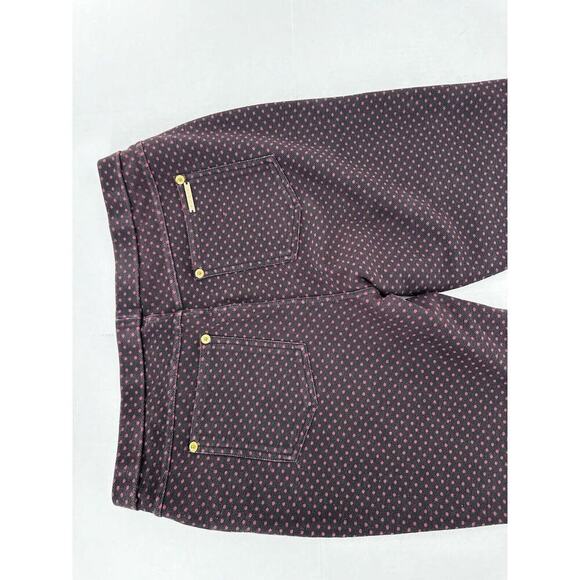 Michael Kors Pants Sz M Jegging Stretchy Ankle Skinny Polka Dot Pull On Burgendy - Picture 10 of 12